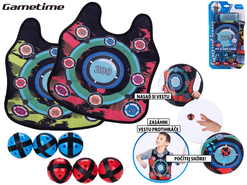 Gametime sada 2 vest s terčem a 6 míčků na suchý zip
