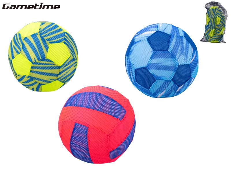 Míč Game Time soft textilní 23cm fotbalový 3 druhy v síťce
