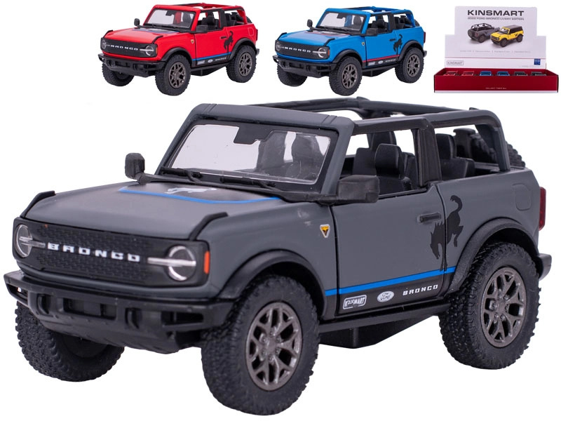 Kinsmart Ford Bronco 2022 kovový model auta s pull-back (13 cm) – mix barev, 12 ks v displeji