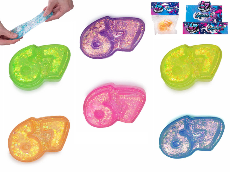 Stresová hračka Six Seven – strečové číslice 6 a 7, 12 ks