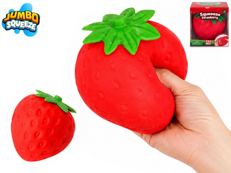 Antistresový mačkací squishy gniotek jahoda jumbo 15 cm - 1 kus