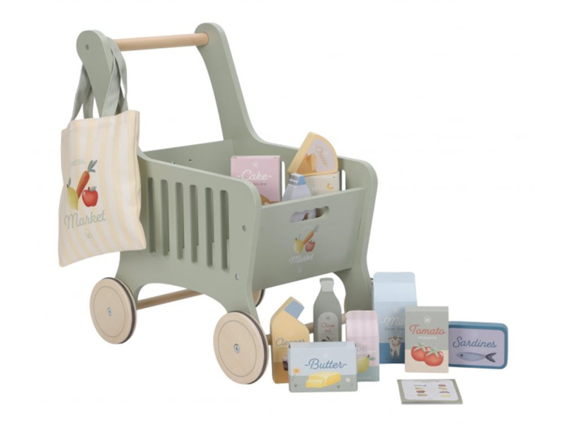 Little Dutch Nákupní vozík s doplňky dřevěný