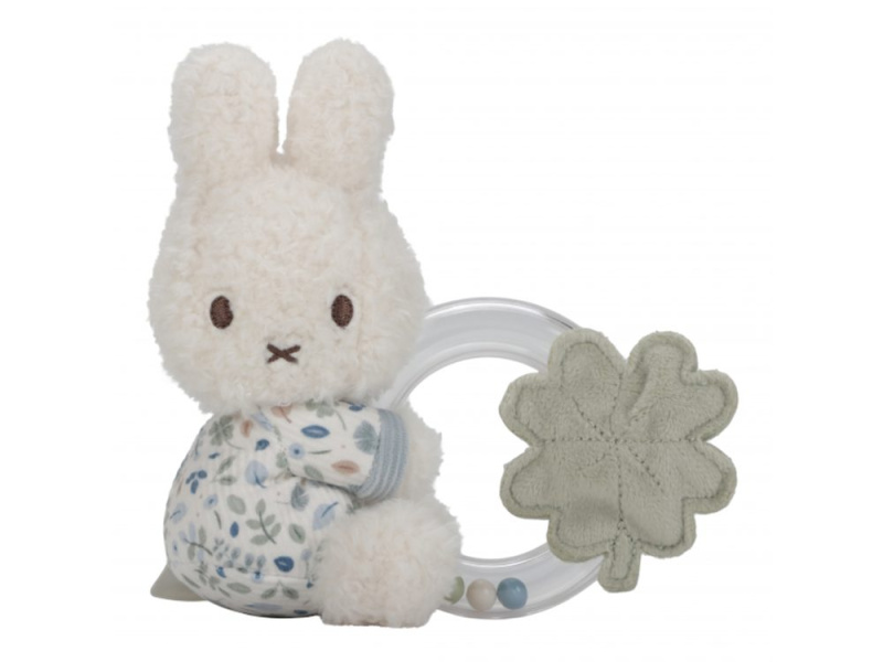 Little Dutch Miffy Fluffy Lucky Leaves Ring Rattle chrastítko 0 m+ Blue 1 ks