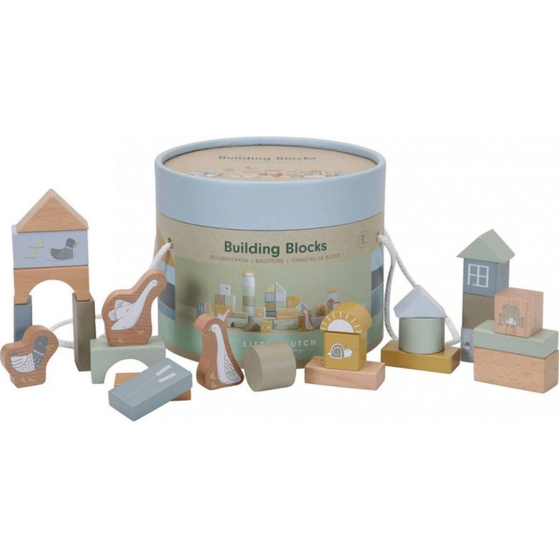 Little Dutch Building Blocks kostky ze dřeva 2 y+ Blue 50 ks