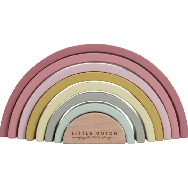 Little Dutch Wooden Rainbow skládací duha ze dřeva Pink 1 ks