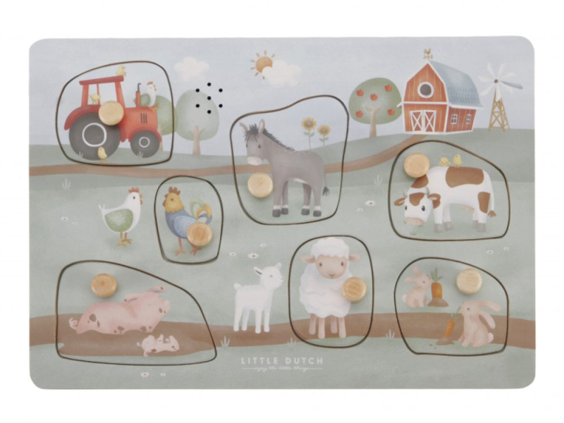 Little Dutch Little Farm Sound Puzzle puzzle ze dřeva 1 ks