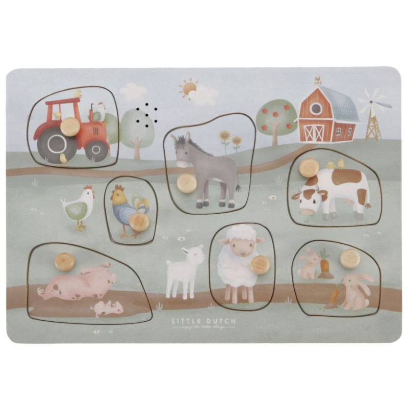 Little Dutch Little Farm Sound Puzzle puzzle ze dřeva 1 ks