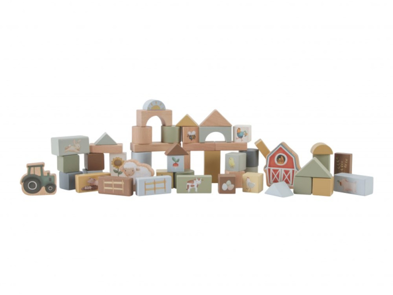 Little Dutch Little Farm Building Blocks kostky ze dřeva 2 y+ 50 ks