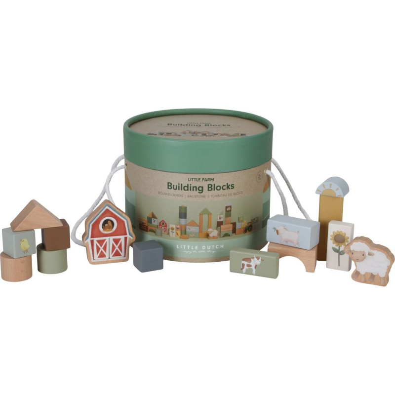 Little Dutch Little Farm Building Blocks kostky ze dřeva 2 y+ 50 ks