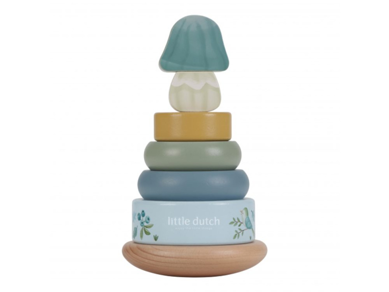 Little Dutch Forest Friends Rocking Ring Stacker nasazovací kroužky 12 m+ Blue 1 ks