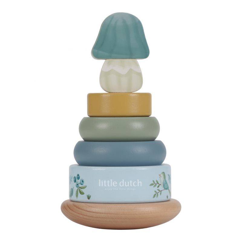 Little Dutch Forest Friends Rocking Ring Stacker nasazovací kroužky 12 m+ Blue 1 ks