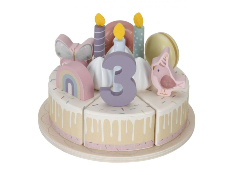 Little Dutch Birthday Cake Pink hračka ze dřeva 3 y+ 24 ks