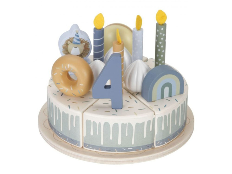 Little Dutch Birthday Cake Blue hračka ze dřeva 3 y+ 24 ks