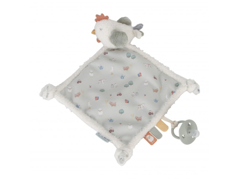 Little Dutch Little Farm Cuddle Cloth Chicken mazlicí dečka s klipem 1 ks