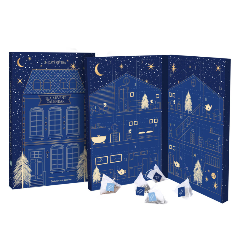 Home Styling Collection Adventní kalendář s čajem, 6 příchutí modrý