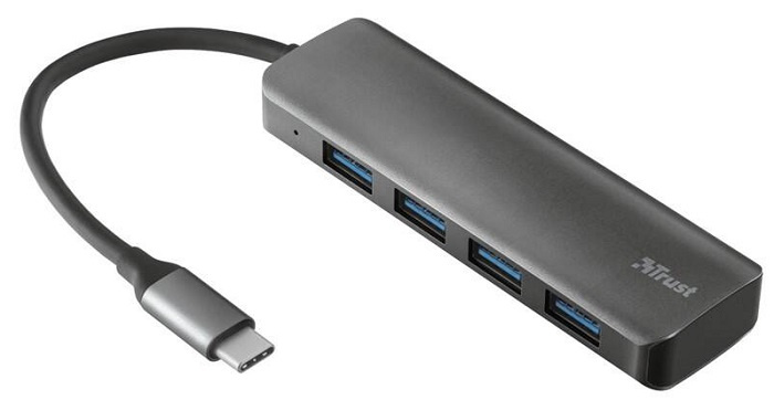 USB hub Trust Halyx / USB-C/4x USB / stříbrná Varianta: ivi1