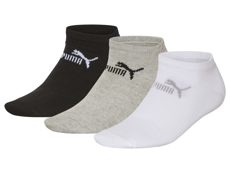 Puma Dámské / Pánské nízké ponožky, 3 páry (bílá/šedá/černá, 39/42)