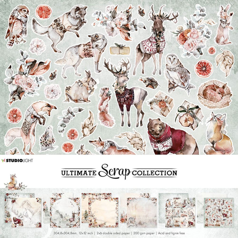 Studio Light Scrapbooková sada Studio Light, 30,5x30,5 cm, 12 l. - Vánoční les
