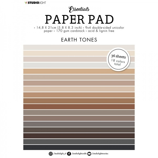 Studio Light Blok barevných papírů Studio Light, A5, 36 l. - zemité barvy