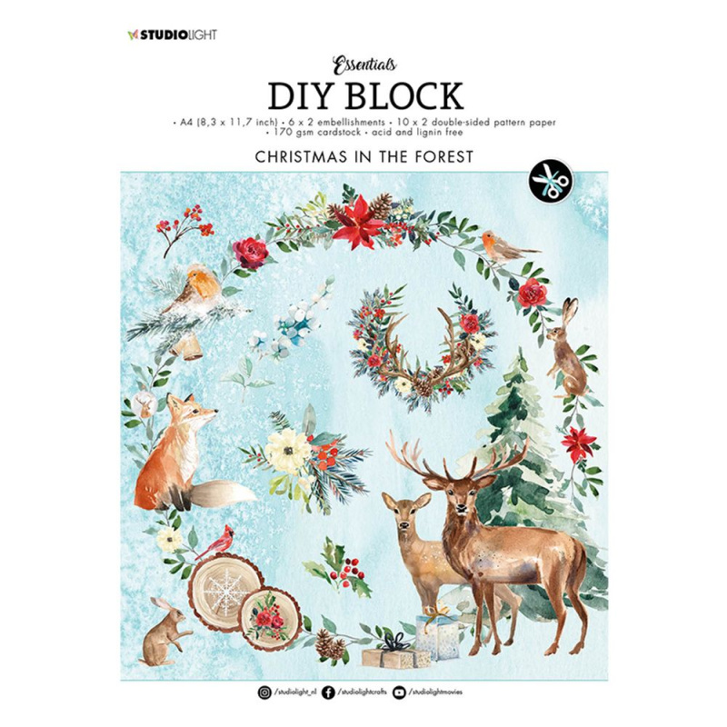 Studio Light DIY Blok s výseky Studio Light, A4, 32 l. - Vánoce v lese