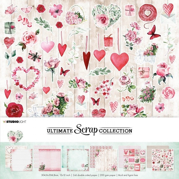 Kreativní blok papírů a obrázků k vystřižení, 30,5 x 30,5 cm – shabby chic romantika Aladine
