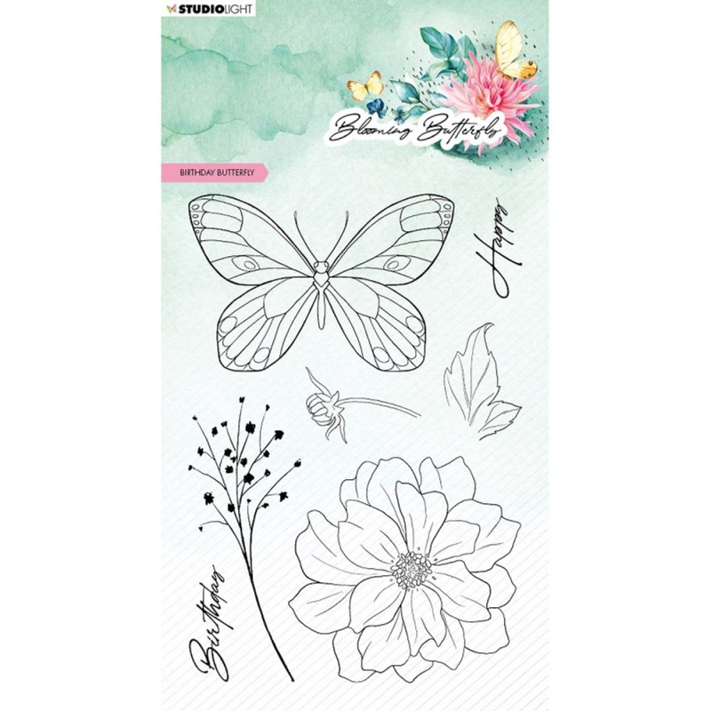 Gelová razítka Studio Light Blooming Butterfly (7 ks) – narozeninový motýl Aladine