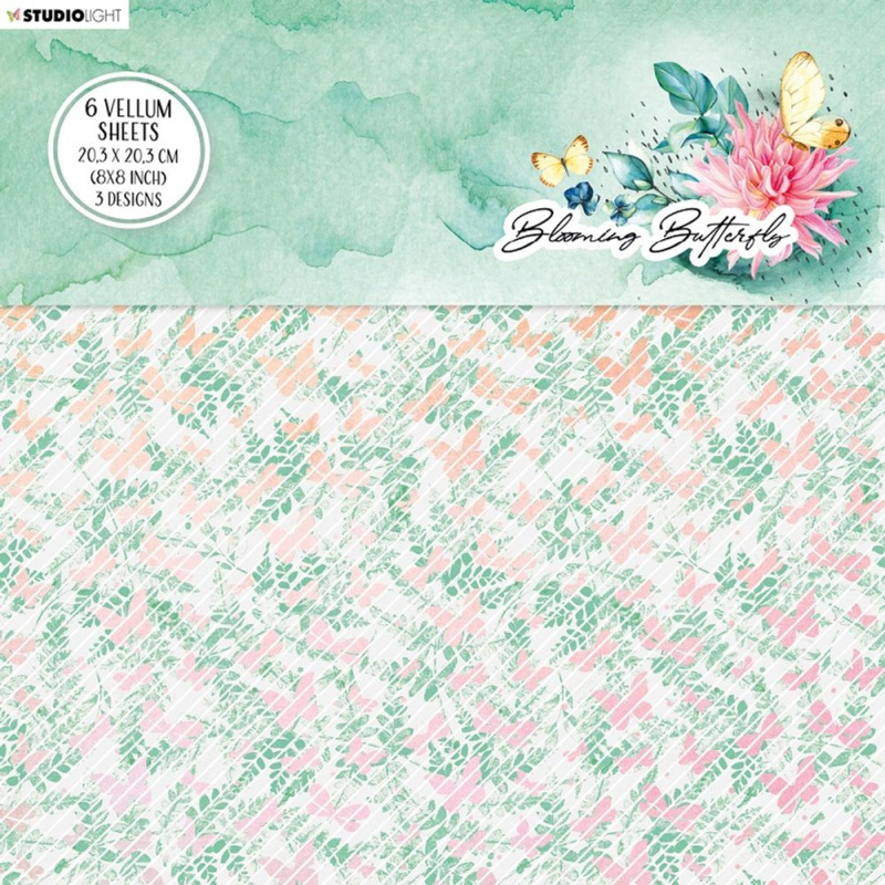 Studio Light Pergamenové papíry Studio Light "Blooming Butterfly", 20,3x20,3 cm, 6 l. - Motýlci