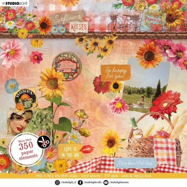 Blok s papírovými výseky, 20,3x20,3 cm – Sunflower Kisses Aladine