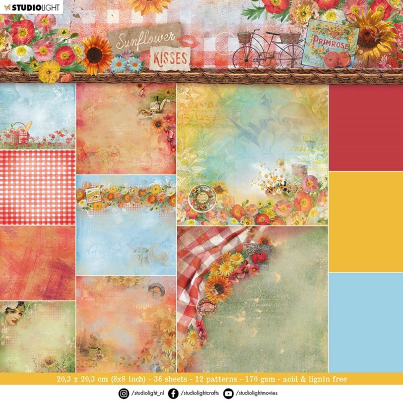 Blok podkladových papírů, 20,3x20,3 cm – Sunflower Kisses Aladine