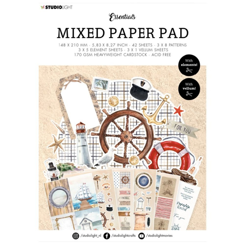Kreativní blok Mixed Paper Pad, A5 – Léto u moře Aladine