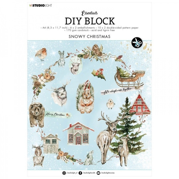 DIY Blok s výseky Snowy Christmas, A4, 32 l. - Zimní les Aladine
