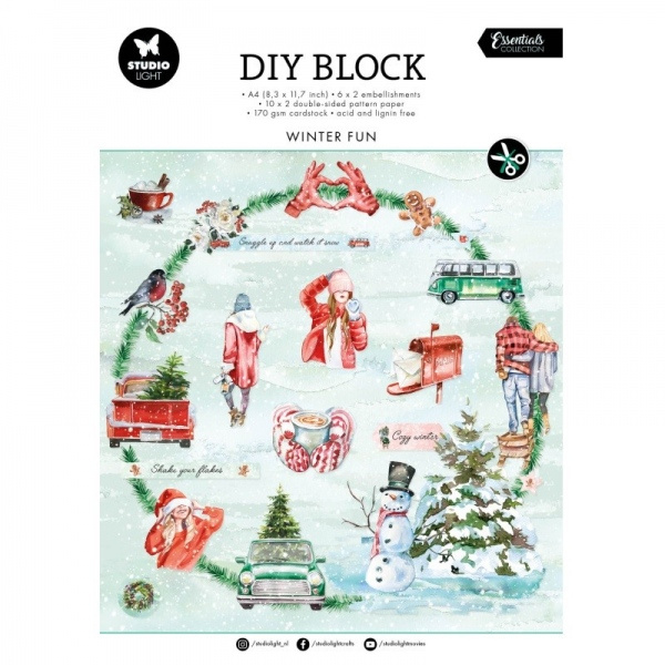 DIY Blok s výseky Winter Fun, A4, 32 l. - Zimní radovánky Aladine
