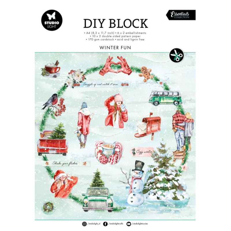 DIY Blok s výseky Winter Fun, A4, 32 l. - Zimní radovánky Aladine