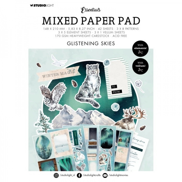 Studio Light Kreativní blok Studio Light Mixed Paper Pad, A5, 42 l. - Polární záře
