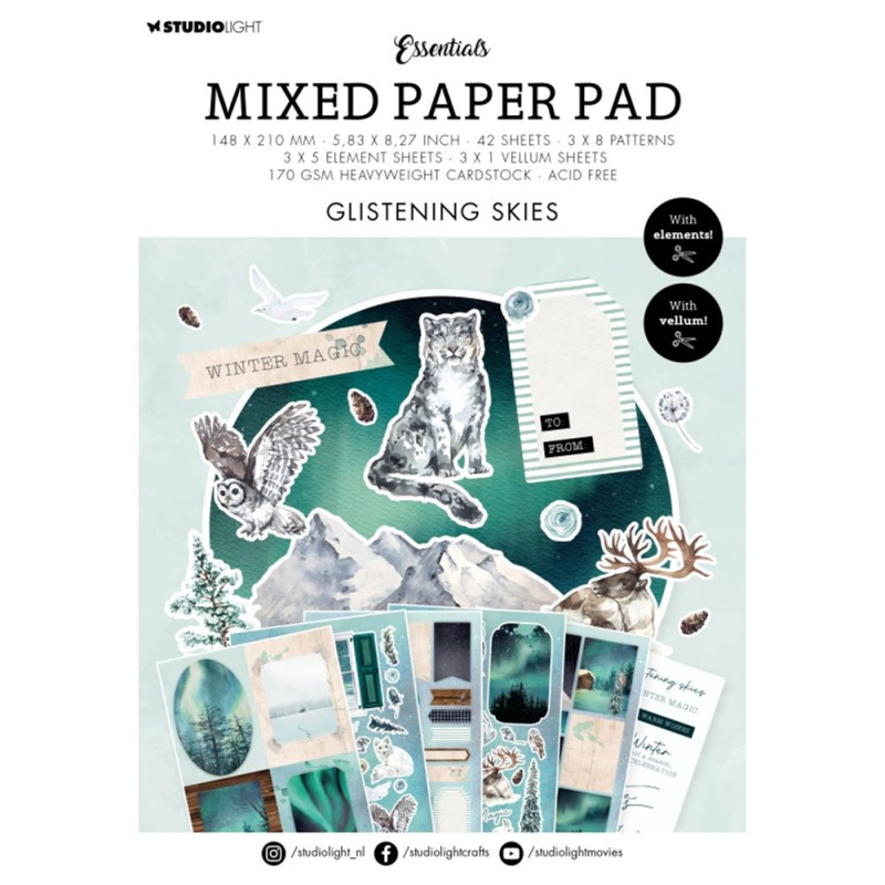 Studio Light Kreativní blok Studio Light Mixed Paper Pad, A5, 42 l. - Polární záře