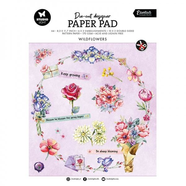 Studio Light DIY Blok s výseky Studio Light "Wildflowers", A4, 32 l. - Plané kvítí