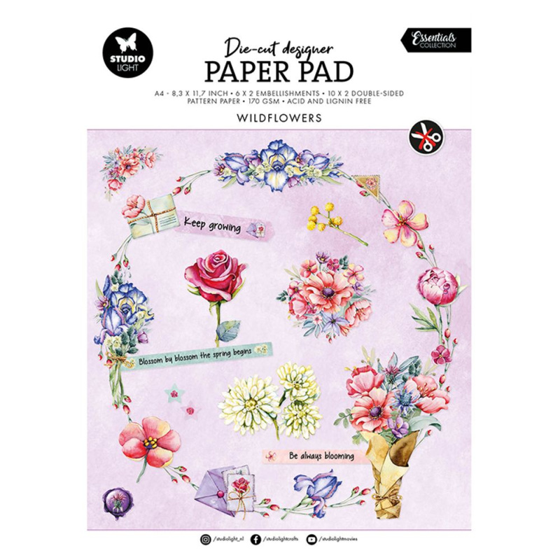 Studio Light DIY Blok s výseky Studio Light "Wildflowers", A4, 32 l. - Plané kvítí