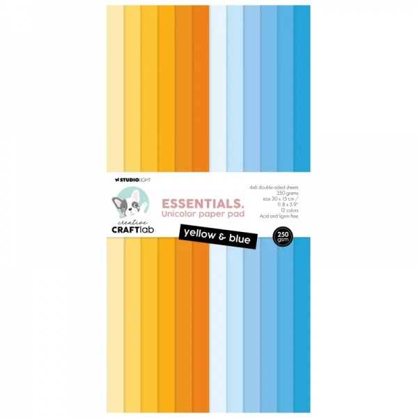 Studio Light Blok barevných papírů Studio Light, 15x30 cm, 24 l. - žluté a modré