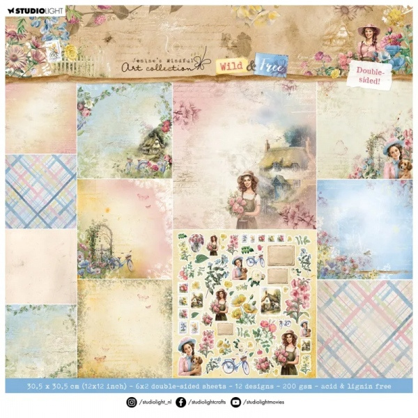 Scrapbookový blok Studio Light aquot;Wild a Freeaquot;, 30,5x30,5 cm, 12 l. Aladine