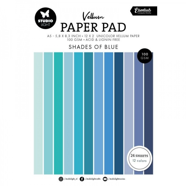 Pergamenové papíry Studio Light, A5, 24 l. - odstíny modré Aladine
