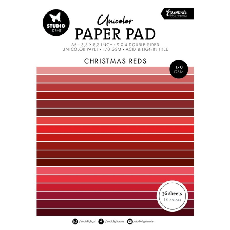 Blok barevných papírů Studio Light, A5, 36 l. - vánoční odstíny červené Aladine