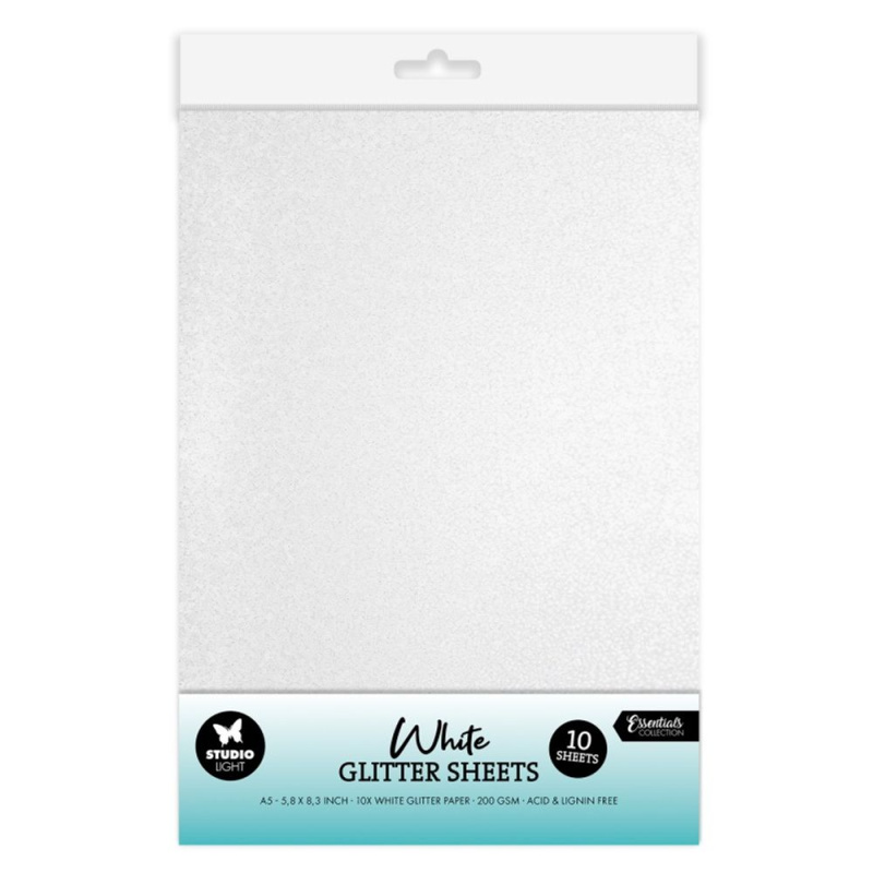 Třpytivé papíry Studio Light, A5, 10 l. - bílé Aladine