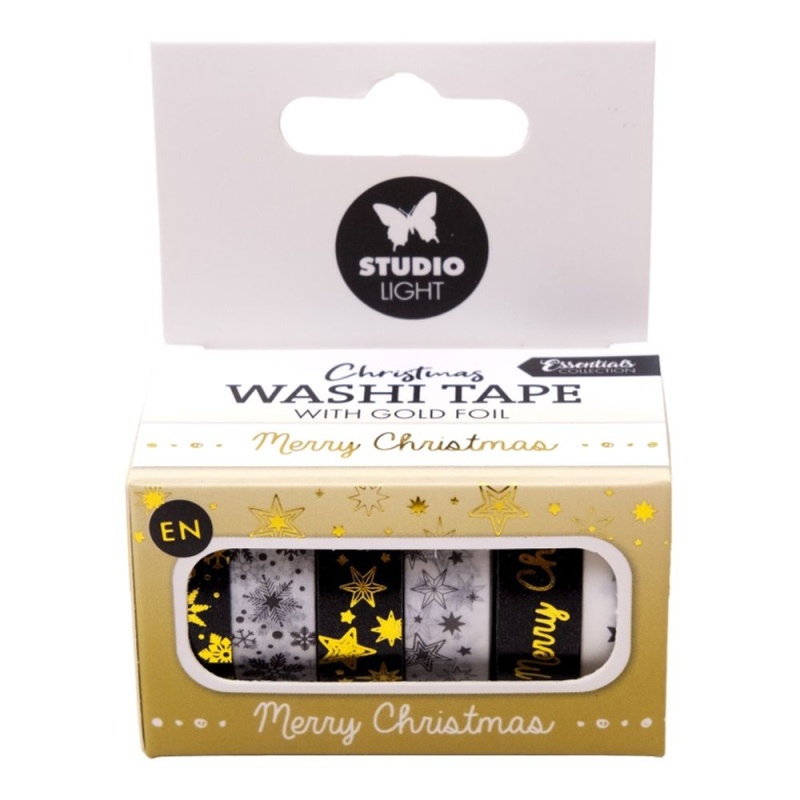 Washi pásky Studio Light, 6 ks - Zlaté Vánoce Aladine