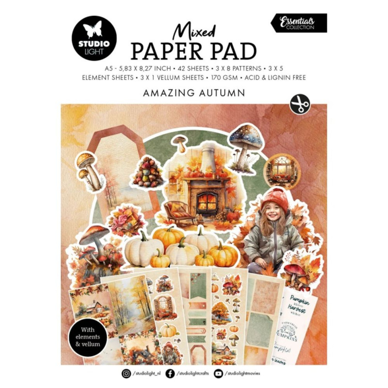 Kreativní blok Studio Light Mixed Paper Pad, A5, 42 l. - Povedený podzim Aladine