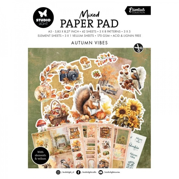 Kreativní blok Studio Light Mixed Paper Pad, A5, 42 l. - Podzimní nálada Aladine