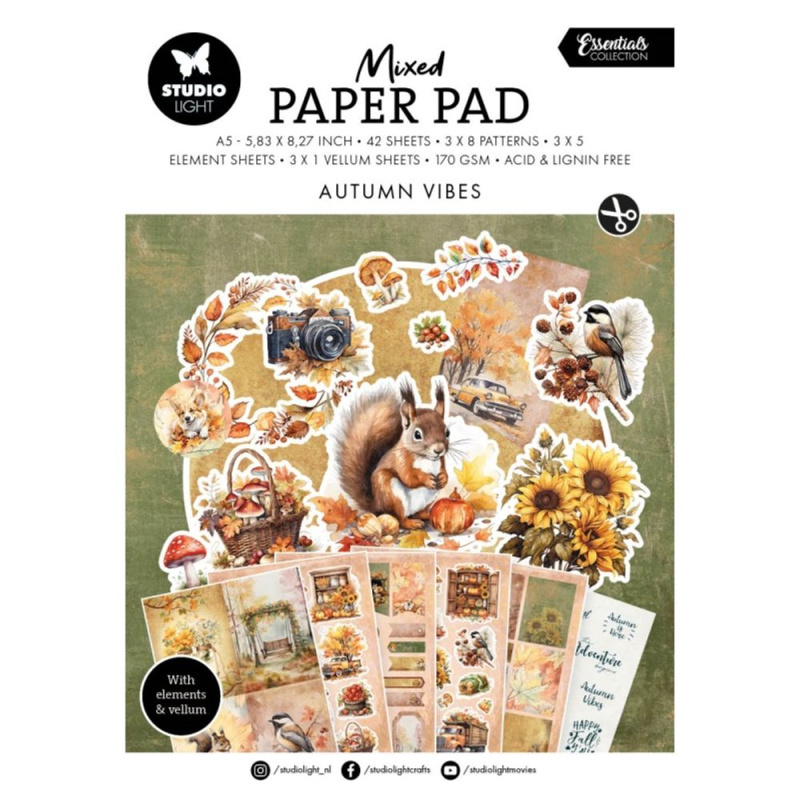 Kreativní blok Studio Light Mixed Paper Pad, A5, 42 l. - Podzimní nálada Aladine