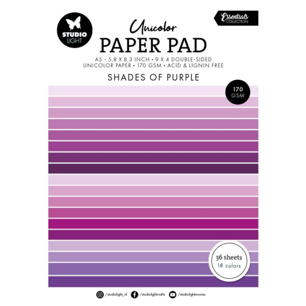Studio Light Blok barevných papírů Studio Light, A5, 36 l. - odstíny fialové