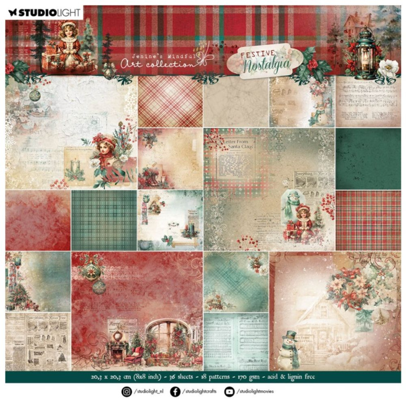 Blok podkladových papírů Studio Light Festive Nostalgia, 20,3x20,3 cm, 36 l. Aladine