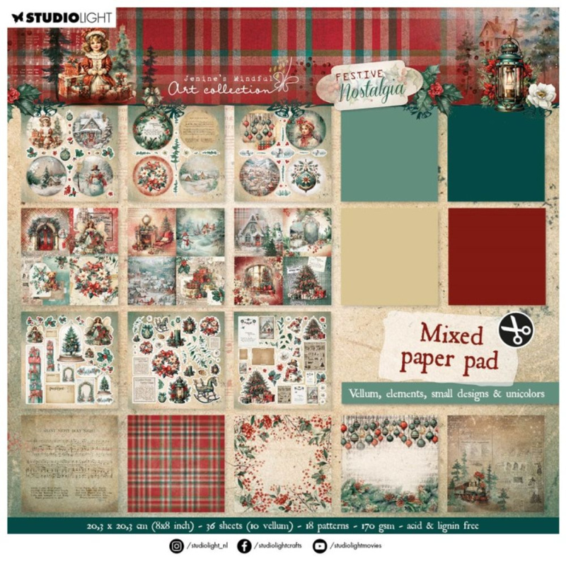 Kreativní blok Studio Light Festive Nostalgia, 20,3x20,3 cm, 36 l. Aladine