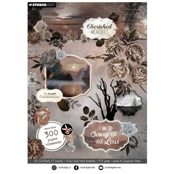 Studio Light Blok s papírovými výseky Studio Light "Cherished Memories", A5, 20 l. - Vzpomínáme